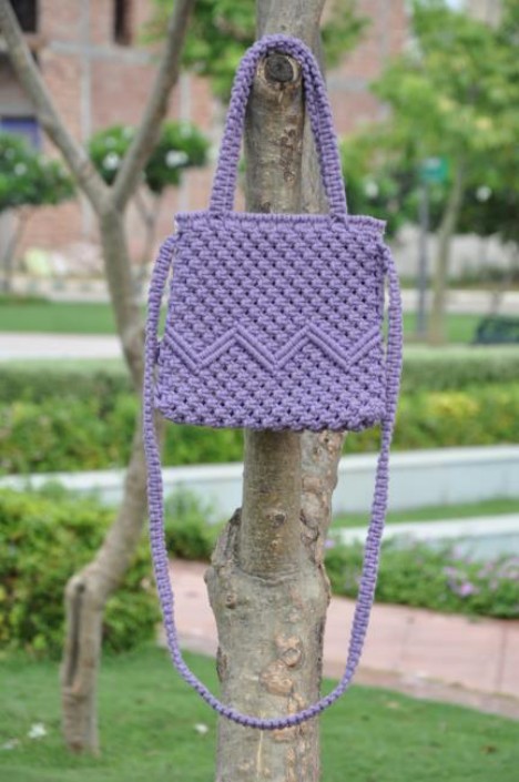 Geometric Knot Macramé Tote