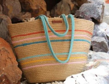 Canvas Striped Shoulder Tote