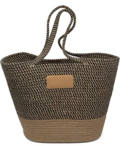 Canvas Striped Shoulder Tote