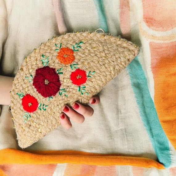 Jute Wristlet Clutch
