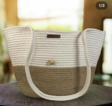 Canvas Striped Shoulder Tote