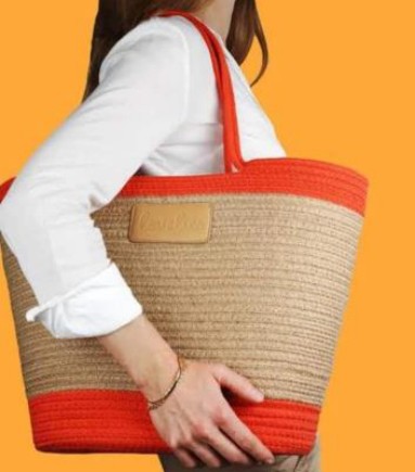 Canvas Striped Shoulder Tote