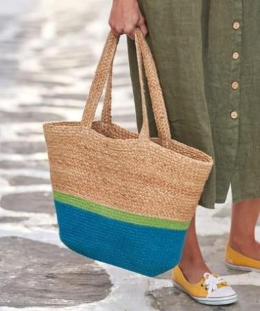 Canvas Striped Shoulder Tote